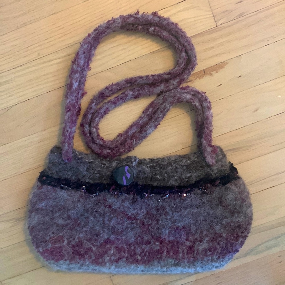 Handmade NWOT wool cross body purse